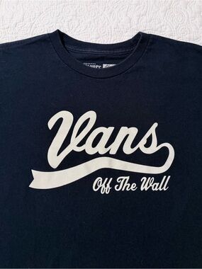 Vans | Off The Wall Classic Script Logo T-Shirt | Size Small | Navy